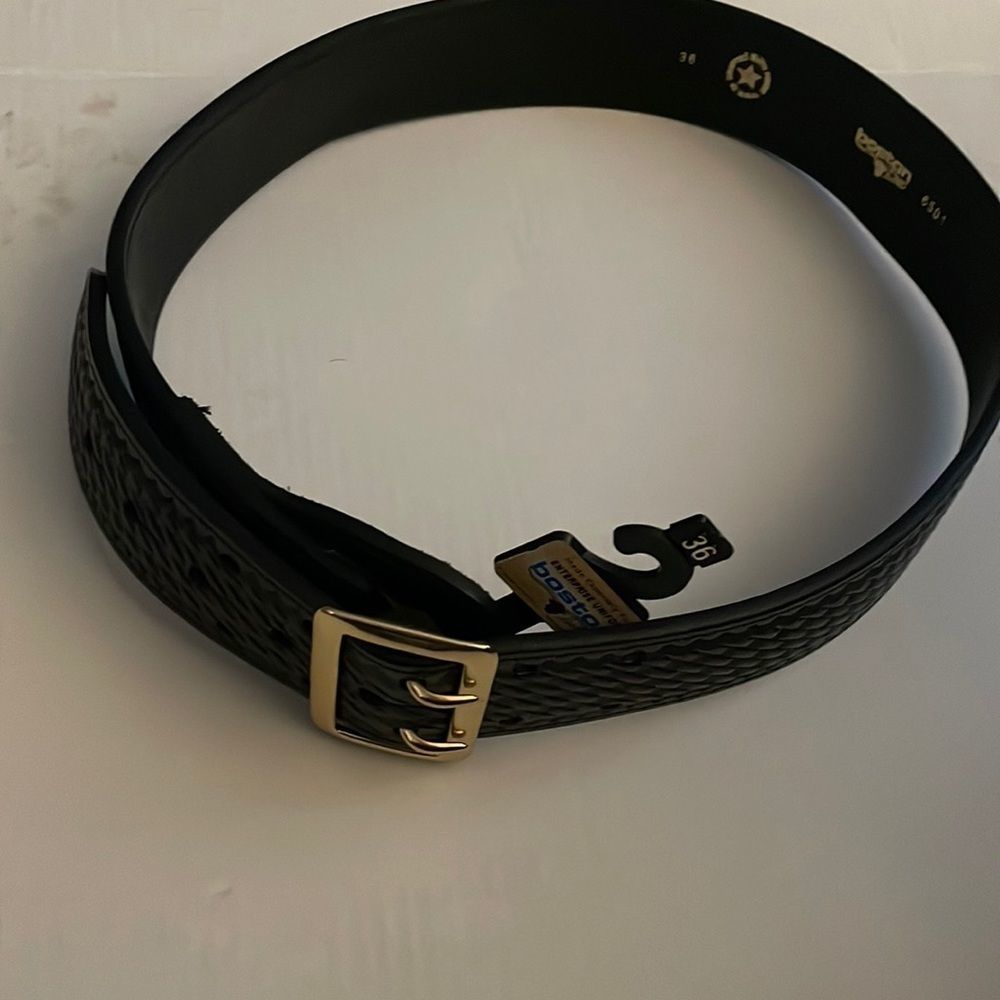 Boston Leather 6501 black Basketweave Lined 2.25" Sam Browne Duty Belt brand new
